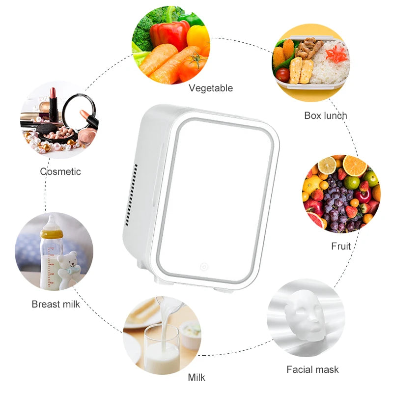 Mini réfrigérateur 4L cosmétiques – portable, chaud & froid, voiture, miroir