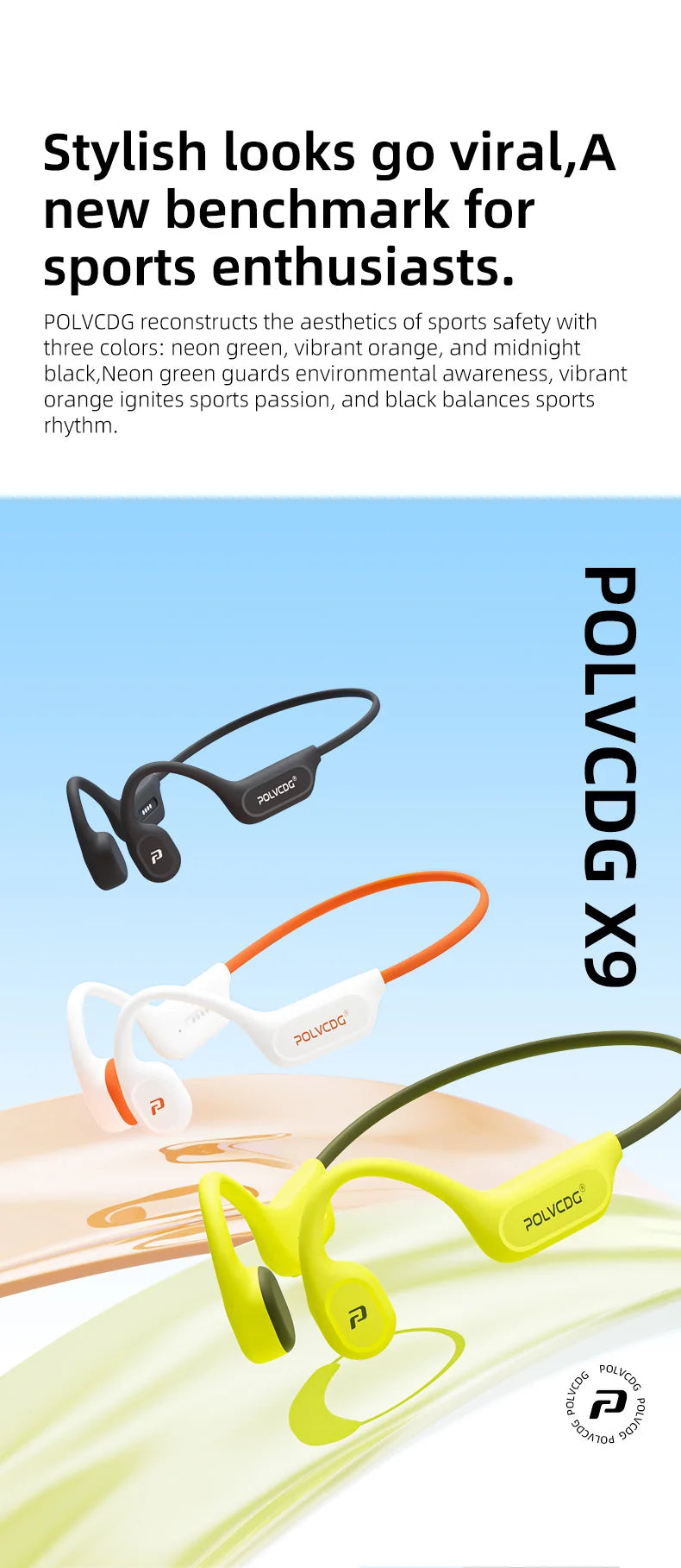 Écouteurs conduction osseuse POLVCDG X9 – IPX8 étanche, 32 Go, natation