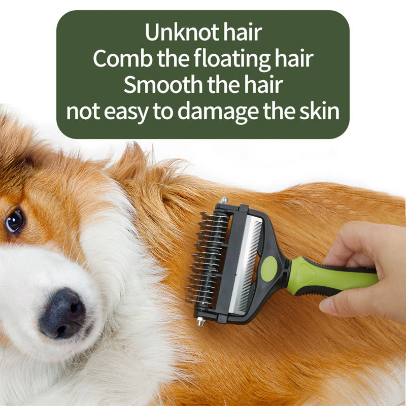 Brosse de toilettage 3 en 1 chien & chat – démêloir, coupe-nœuds, peigne