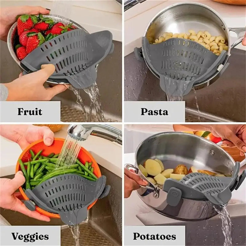 Passoire à clip réglable inox – casseroles, bols, égouttoir de cuisine