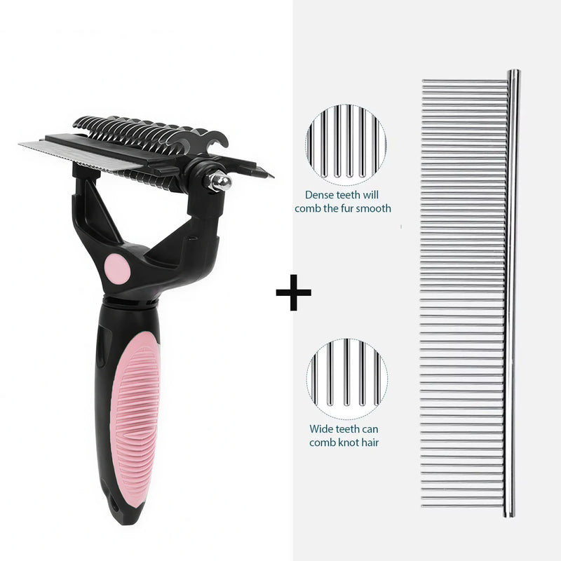 Brosse de toilettage 3 en 1 chien & chat – démêloir, coupe-nœuds, peigne