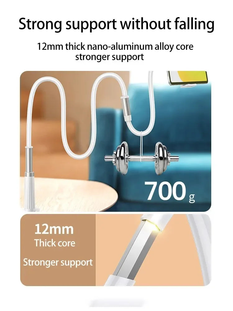 Support téléphone col de cygne – bras flexible long, pince de lit et bureau