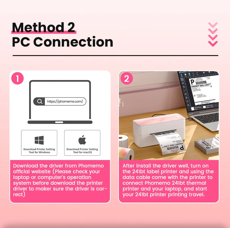 Imprimante d'étiquettes d'expédition Phomemo 241BT – Bluetooth 4x6, thermique 203 DPI