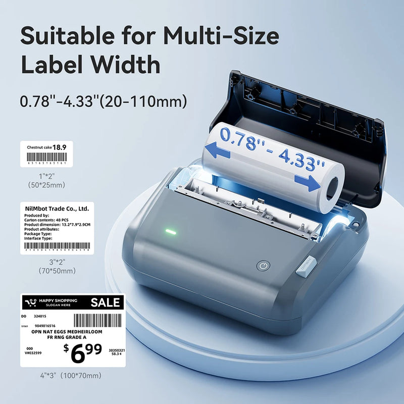 Imprimante d'étiquettes thermique Niimbot B4 – Bluetooth, 203 dpi, largeur 20-110 mm