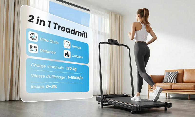 Tapis de marche pliable Formill FT41 – 2,5 CV, 1-10 km/h, accoudoirs