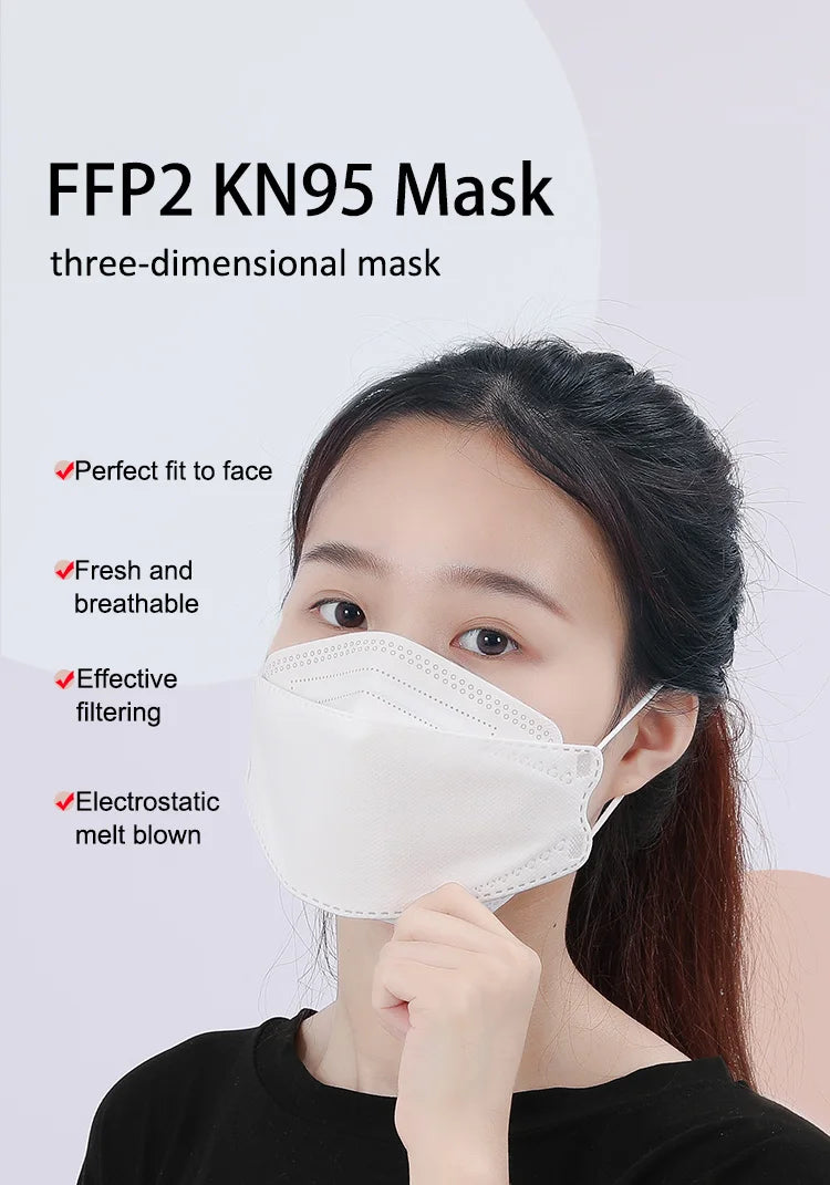 Masques FFP2 KN95 CE réutilisables – anti-poussière, lot de 10 à 100
