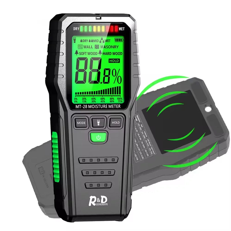 Humidimètre sans aiguille bois & mur – 19 mm, écran LCD, précision ±4%