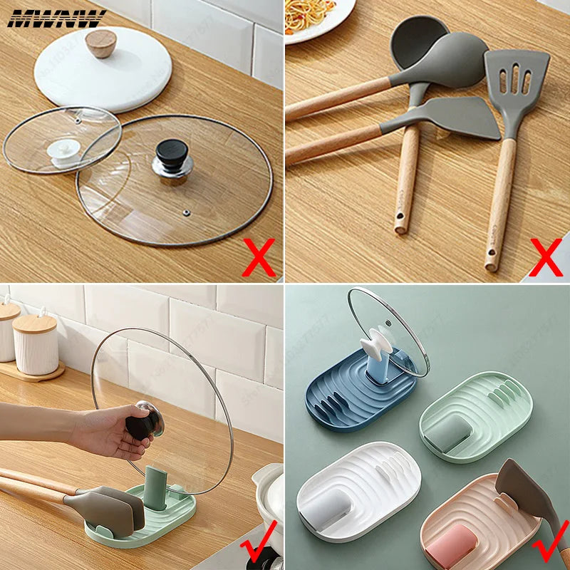 Porte-couvercle pliable style nordique – repose-cuillère et support cuisine