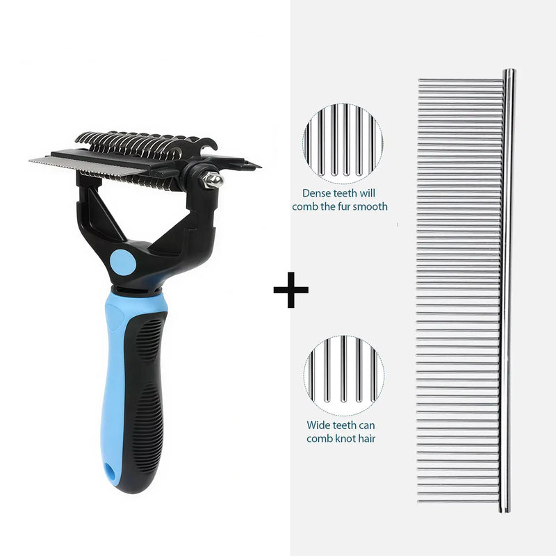 Brosse de toilettage 3 en 1 chien & chat – démêloir, coupe-nœuds, peigne