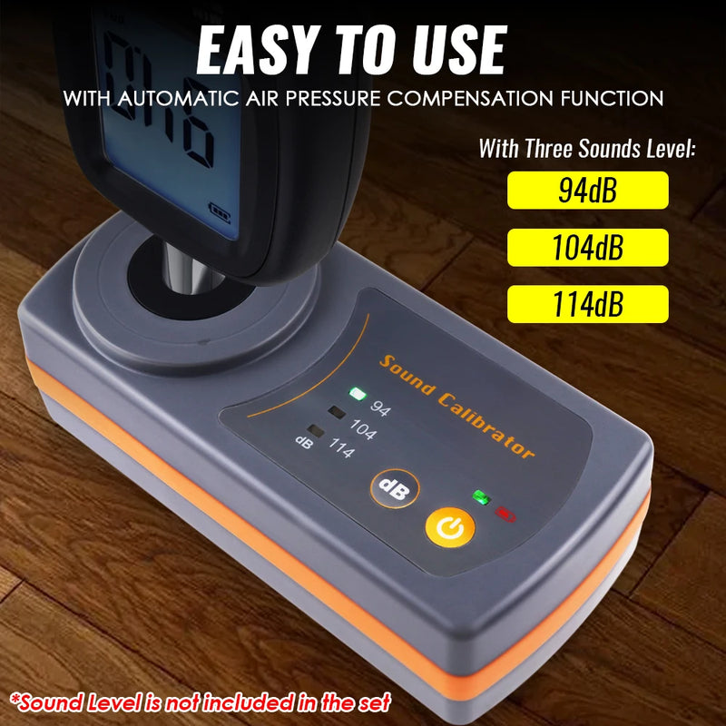 Calibrateur sonomètre 94/104/114 dB – étalonnage micro 1/2 pouce, compact