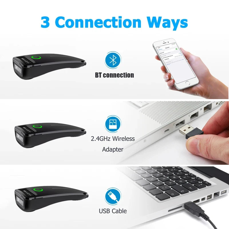 Scanner de codes-barres 2D Bluetooth SYCREADER TD-W7 – 1D/2D/QR, sans fil, stockage