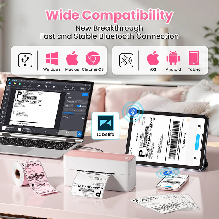 Imprimante d'étiquettes d'expédition Phomemo 241BT – Bluetooth 4x6, thermique 203 DPI