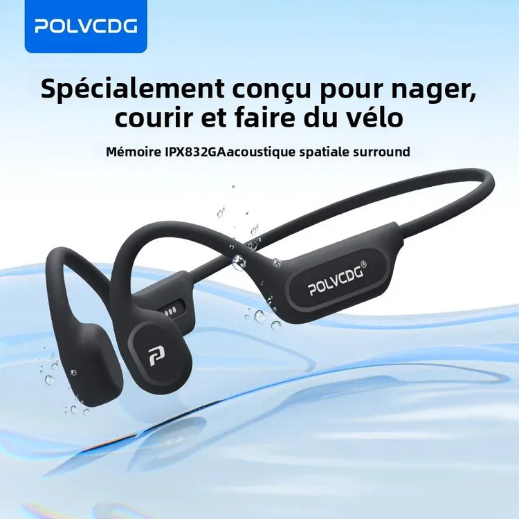 Écouteurs conduction osseuse POLVCDG X9 – IPX8 étanche, 32 Go, natation