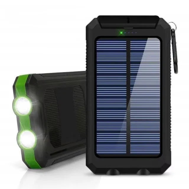 Batterie externe solaire 80000 mAh – power bank étanche, lampe LED, USB