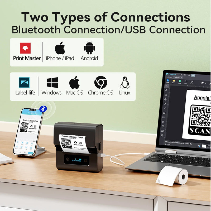 Imprimante d'étiquettes Phomemo M221 – Bluetooth sans fil, large 20-80 mm, 203 DPI