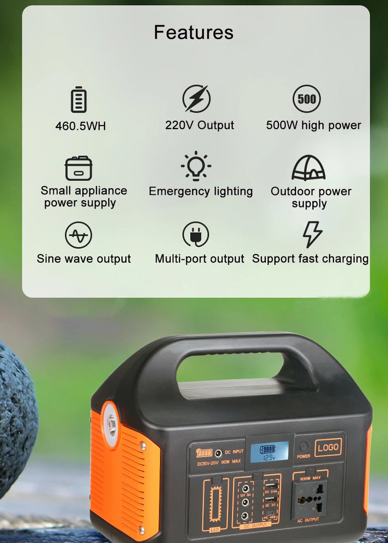 Station électrique solaire GaiaRay 300/500W – LiFePO4, onde pure, camping