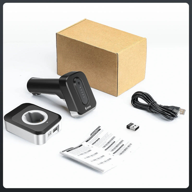 Scanner de codes-barres 2D Eyoyo EY-029 – Bluetooth, sans fil 2.4G et USB, batterie 2500 mAh