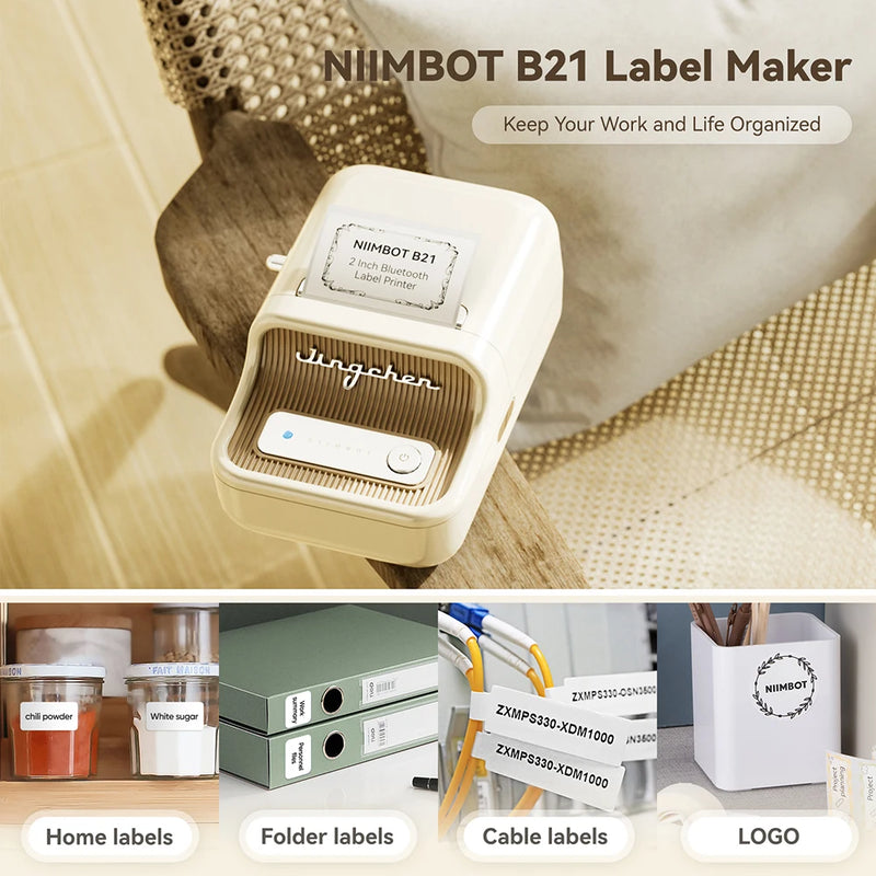 Imprimante d'étiquettes thermique NiiMbot B21 – Bluetooth sans encre, batterie 1500 mAh