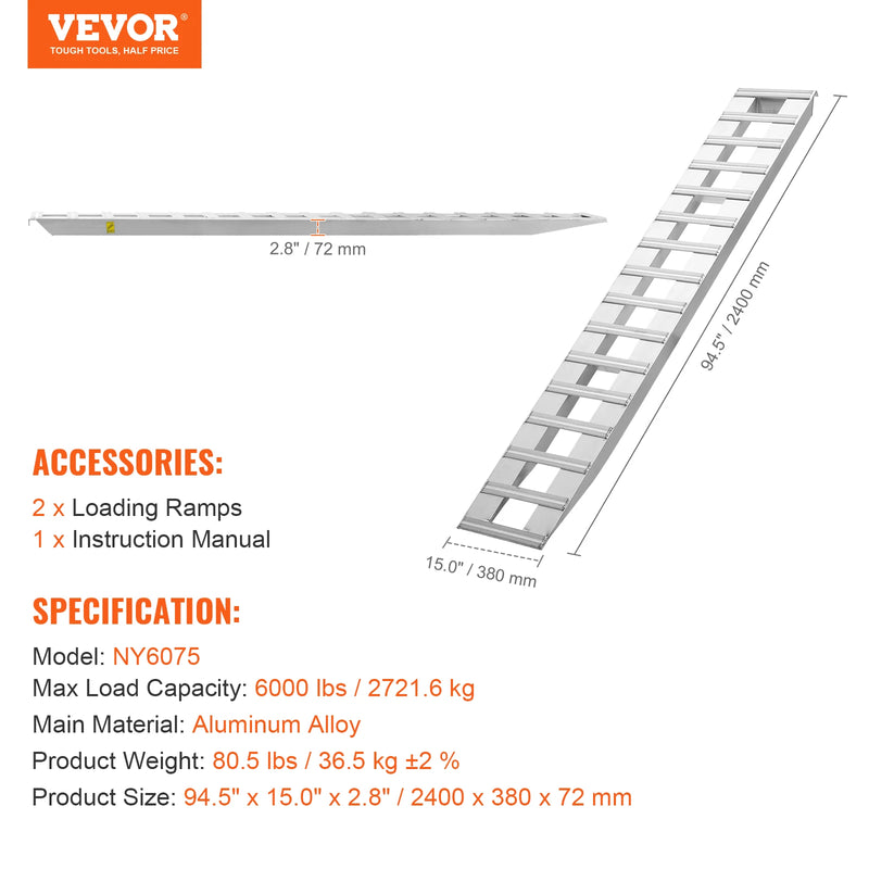 Rampes de chargement aluminium SucceBuy – 880/6000/10000 lbs, antidérapantes, lot de 2