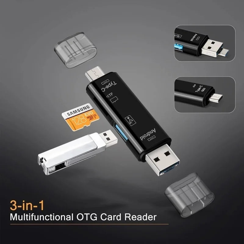 Lecteur carte mémoire 5 en 1 – USB, Type-C, Micro-USB, SD, TF, OTG