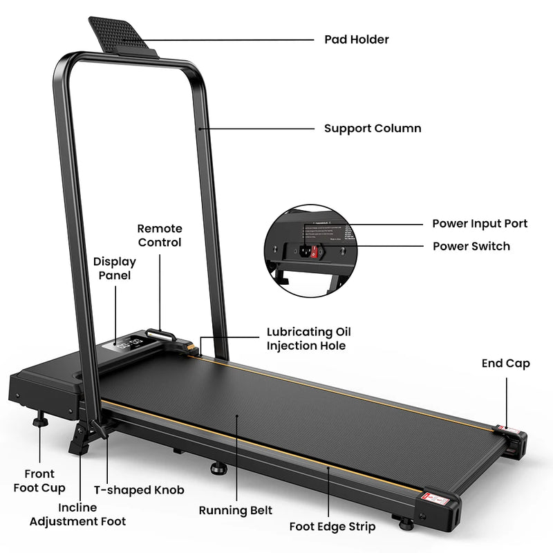Tapis de marche pliable Formill FT41 – 2,5 CV, 1-10 km/h, accoudoirs