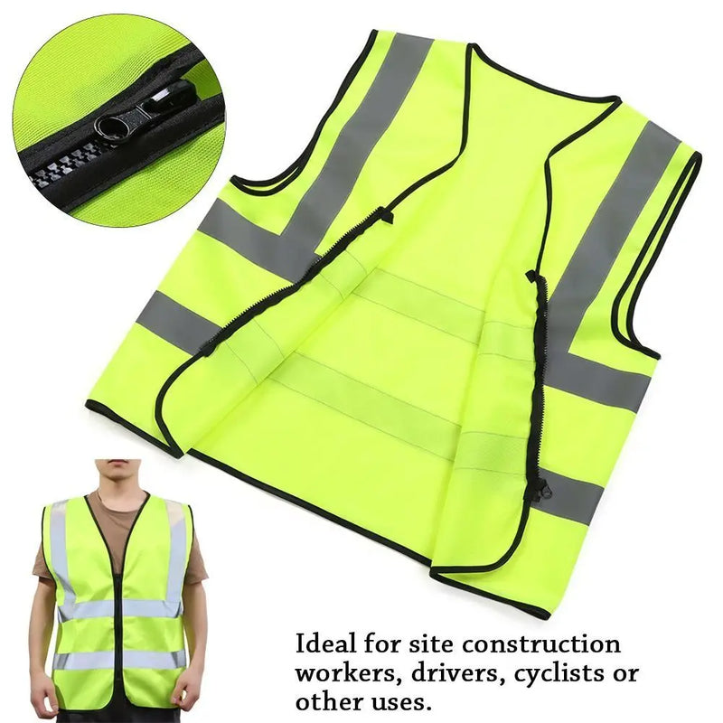 Gilet de sécurité haute visibilité – réfléchissant, zip frontal, respirant