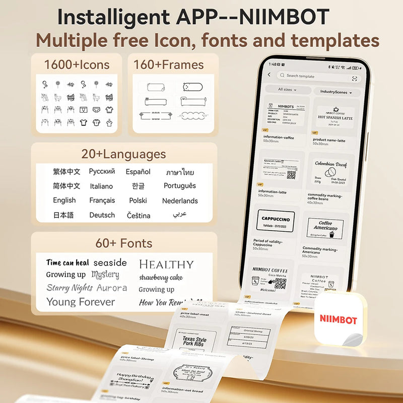 Étiqueteuse thermique NiiMbot B1 – Bluetooth sans fil, 203 DPI, portable