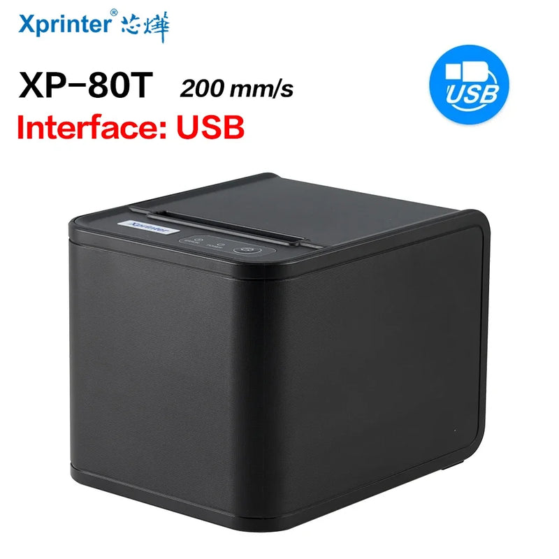 Imprimante thermique de tickets Xprinter XP-80T – 80 mm, USB/LAN, coupe-papier auto
