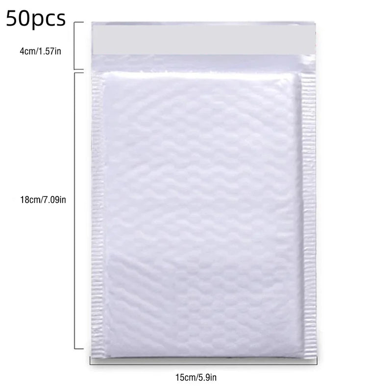 Enveloppes à bulles d'expédition blanches – auto-adhésives et étanches, lot de 50/100
