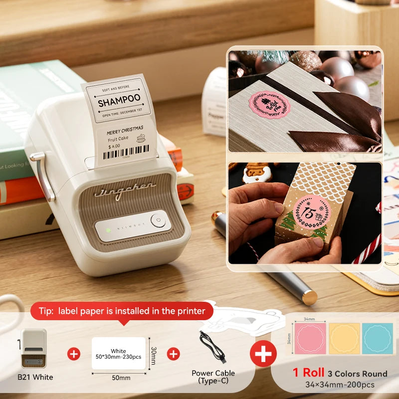 Imprimante d'étiquettes thermique NiiMbot B21 – Bluetooth sans encre, batterie 1500 mAh