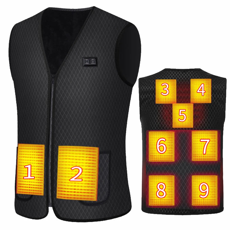 Gilet chauffant USB graphène – veste chauffante unisexe, camping, hiver