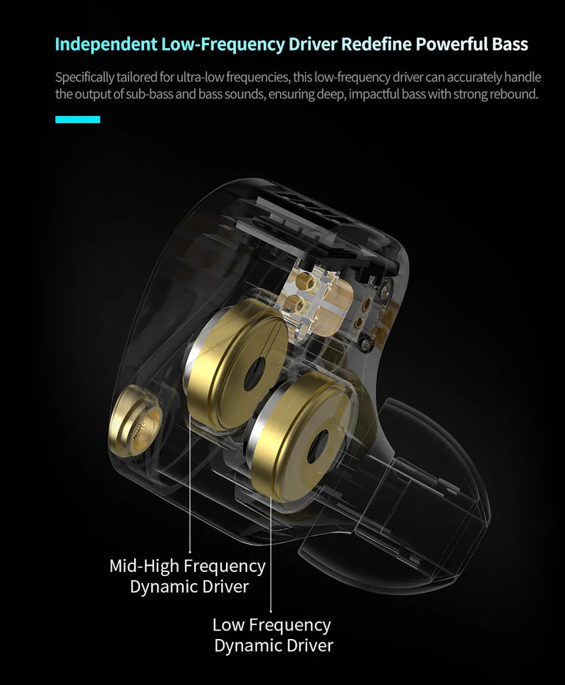 Écouteurs KZ Castor PRO – intra-auriculaires HiFi, câble détachable, basses