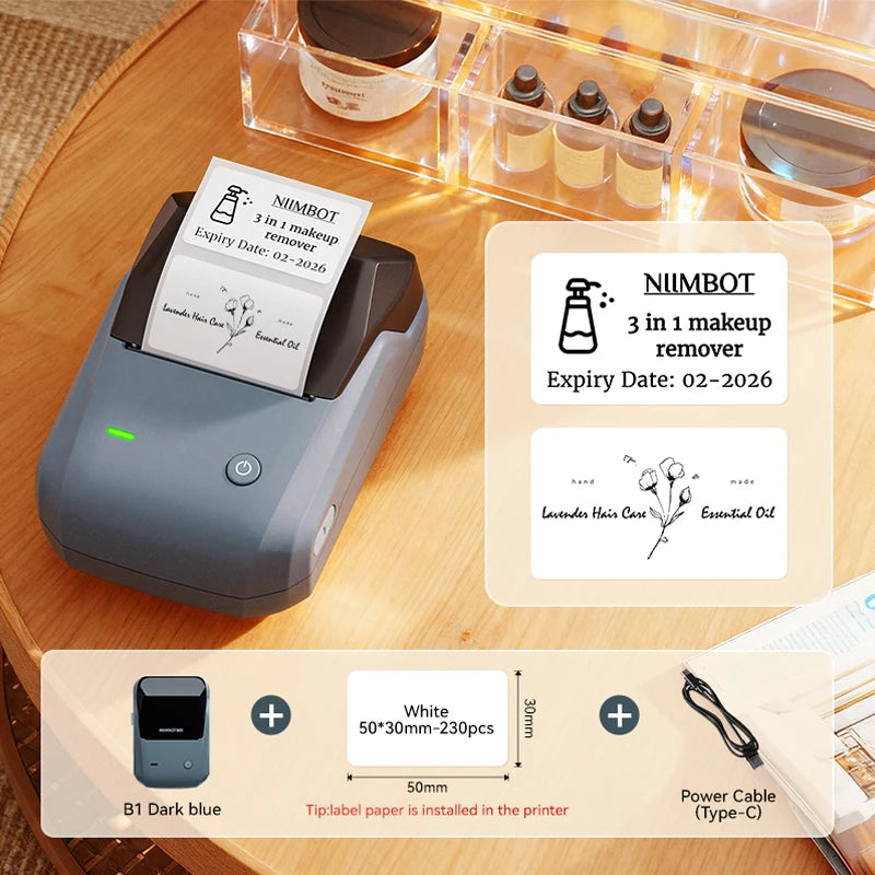 Imprimante d'étiquettes thermique NiiMbot B21 – Bluetooth sans encre, batterie 1500 mAh