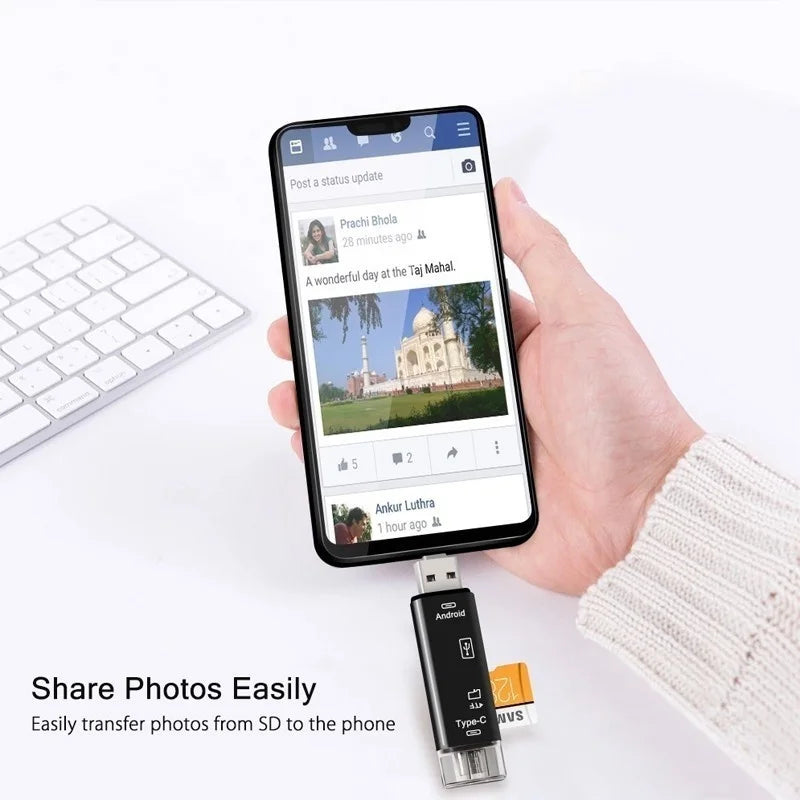 Lecteur carte mémoire 5 en 1 – USB, Type-C, Micro-USB, SD, TF, OTG