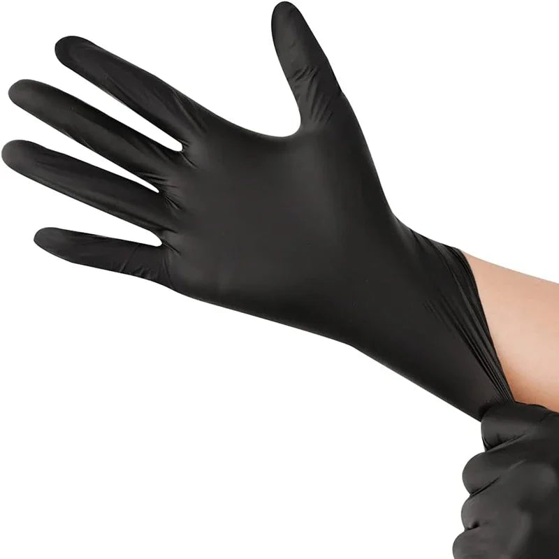Gants jetables nitrile noir – sans latex, texturés, lot de 10 à 100