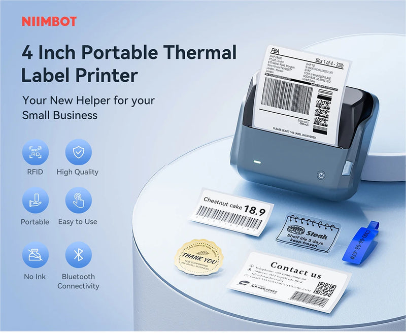 Imprimante d'étiquettes thermique Niimbot B4 – Bluetooth, 203 dpi, largeur 20-110 mm
