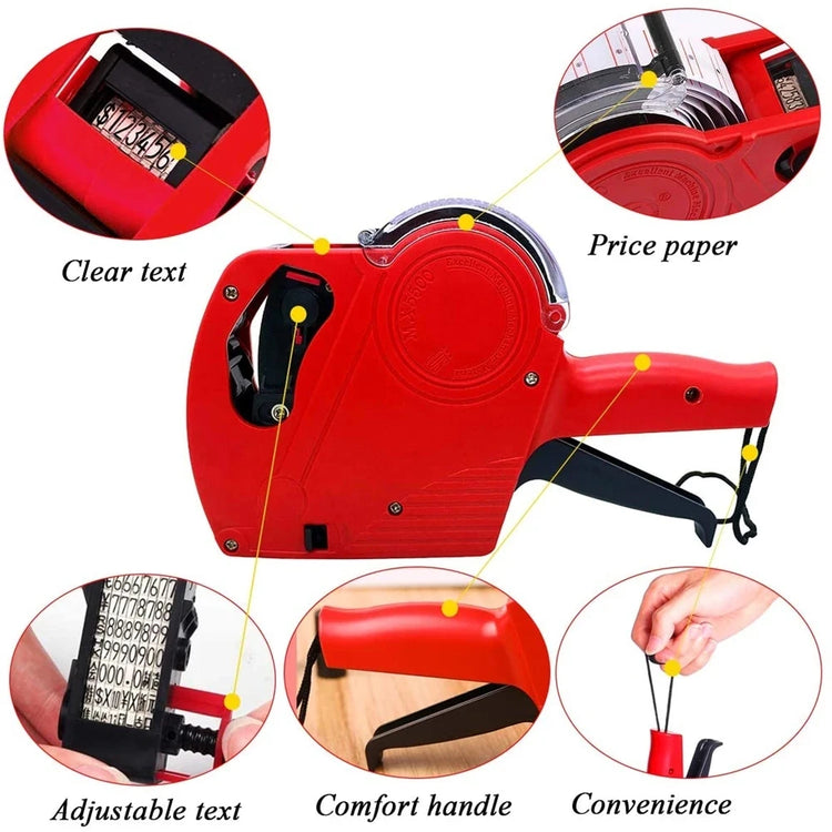 Étiqueteuse manuelle MX-5500 – 8 chiffres, multi-devises, encre incluse