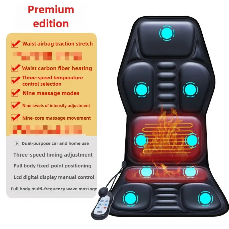 Coussin de massage chauffant – airbag lombaire réglable, bureau, voiture