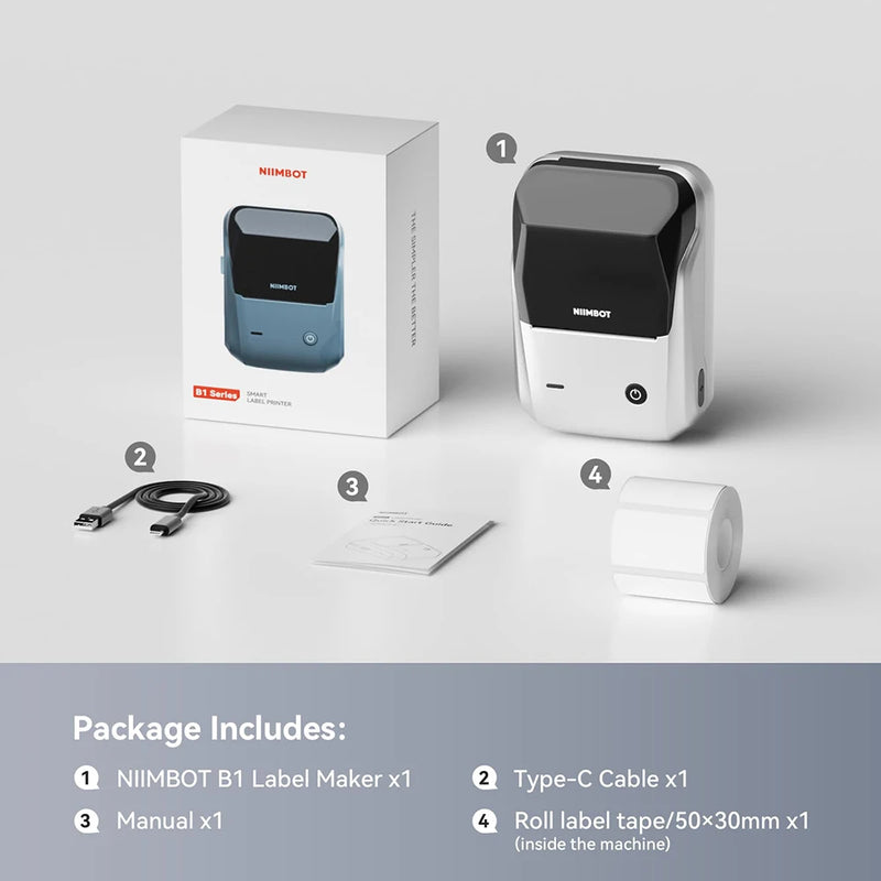 Étiqueteuse thermique NiiMbot B1 – Bluetooth sans fil, 203 DPI, portable