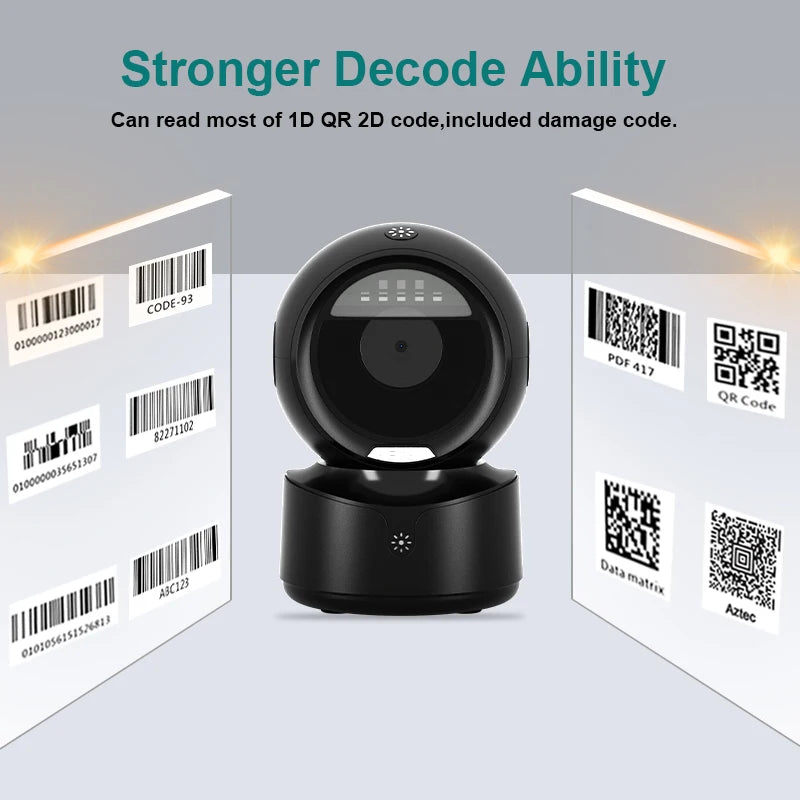 Scanner de codes-barres 2D de bureau NETUM NT-A5 – USB mains libres, 1D/2D/QR