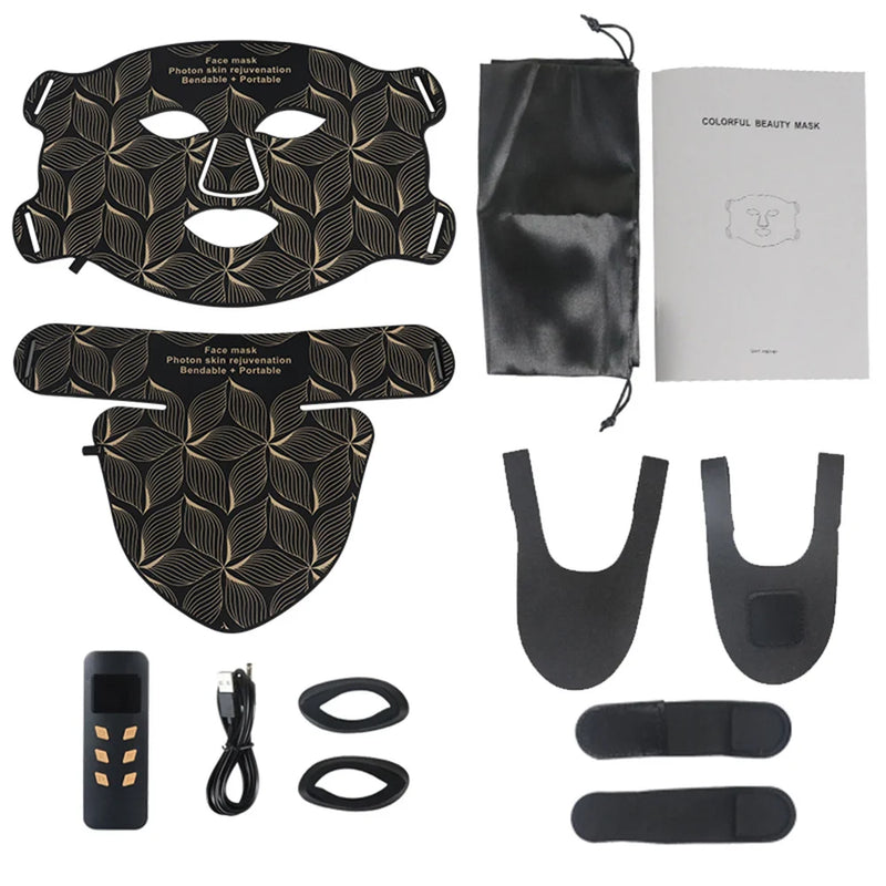 Masque LED visage & cou 8 couleurs – luminothérapie anti-âge, acné, rides