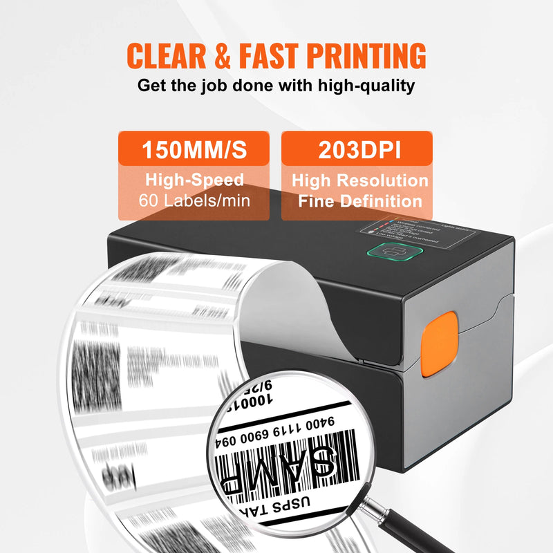 Imprimante d'étiquettes thermique 4x6 300 dpi – Bluetooth, 150 mm/s, expédition