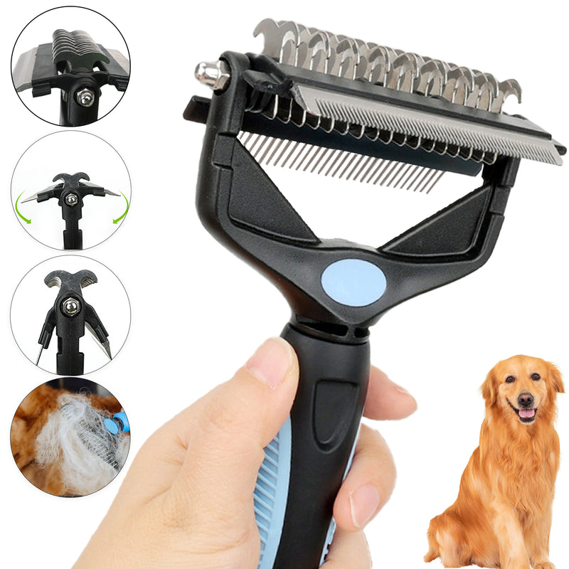 Brosse de toilettage 3 en 1 chien & chat – démêloir, coupe-nœuds, peigne