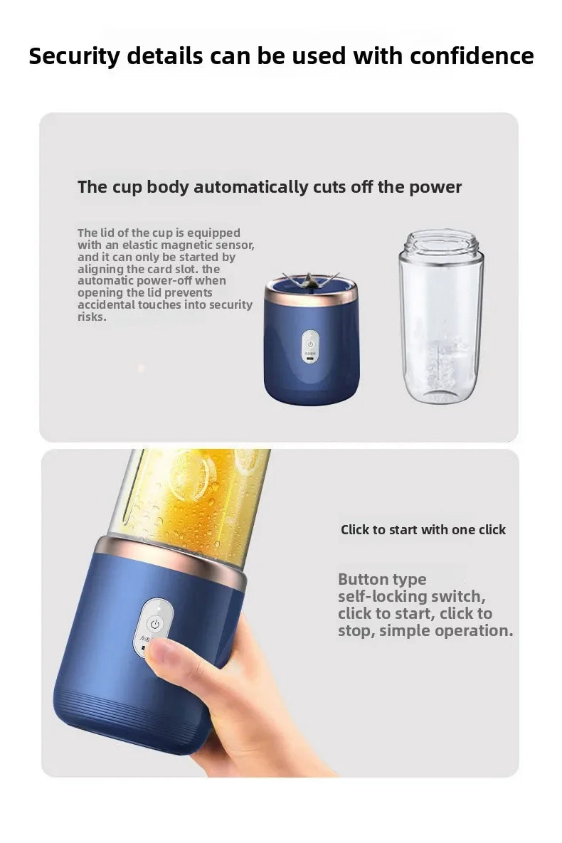 Blender portable USB 6 lames – mini mixeur smoothie rechargeable, bouteille