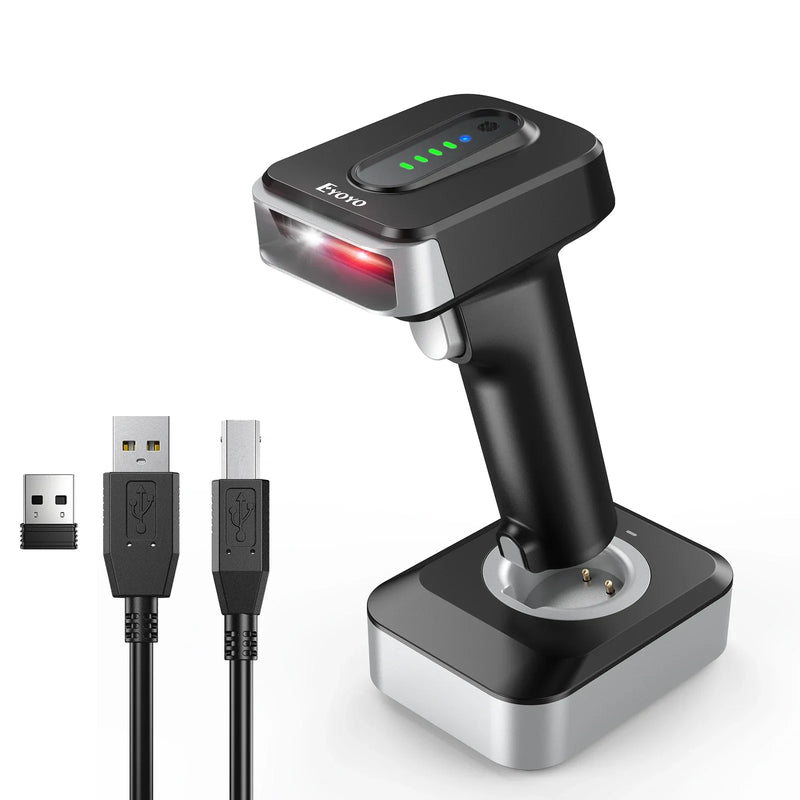 Scanner de codes-barres 2D Eyoyo EY-029 – Bluetooth, sans fil 2.4G et USB, batterie 2500 mAh