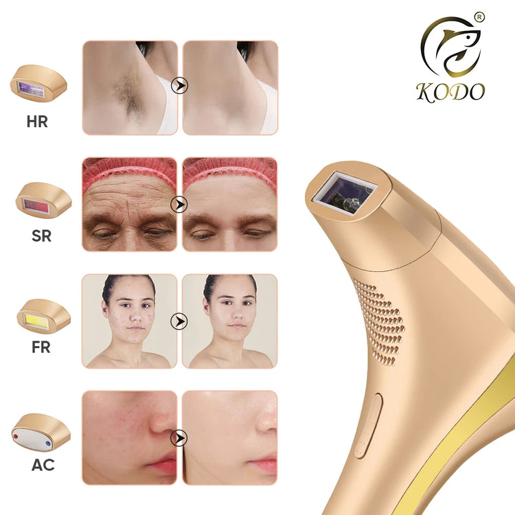 Épilateur laser IPL KODO A113 – 4 en 1 indolore, visage & corps, 900k flashs