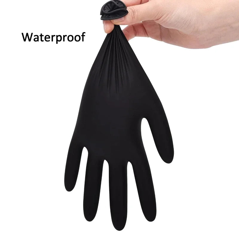 Gants jetables nitrile noir – sans latex, texturés, lot de 10 à 100