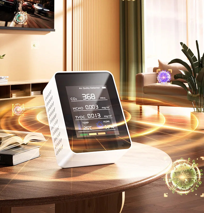 Détecteur de gaz et qualité de l'air CO2 – Multi-paramètres, écran LCD, WiFi