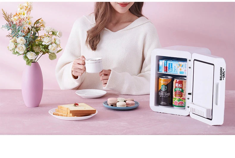 Mini réfrigérateur 4L cosmétiques – portable, chaud & froid, voiture, miroir