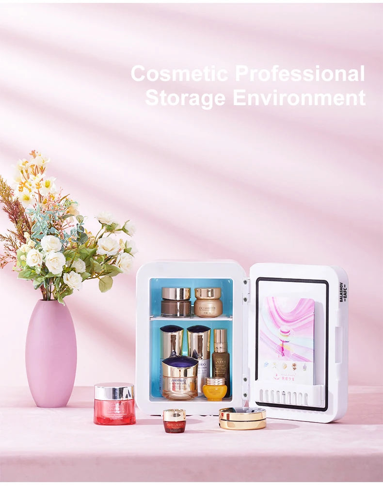 Mini réfrigérateur 4L cosmétiques – portable, chaud & froid, voiture, miroir